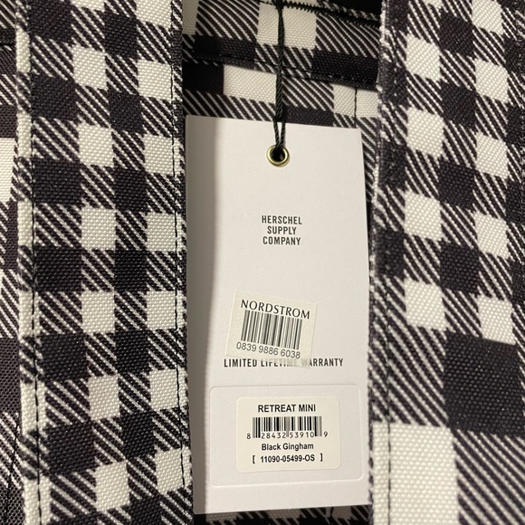 NWT Herschel Retreat Mini Black Gingham - Picture 6 of 6